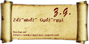 Zámbó Györgyi névjegykártya